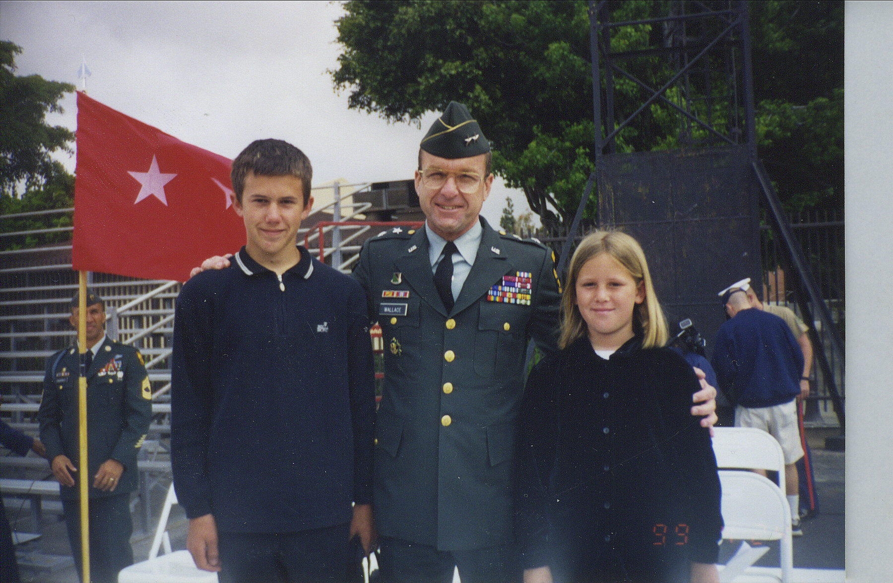 Jonathan J. Holmes, Major General Wallace, Kimberly E. Holmes, at USC Univ ROTC Cadet Graduation, 1999