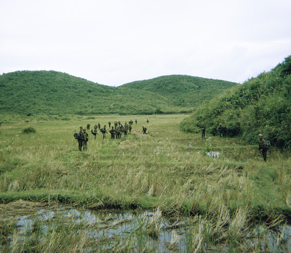 Kontum Mike Force Company at Bonson 1969. We had heavy contact in these small hills.
