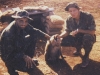 Mark Miller, Joe Lambet with Frank, the company mascot