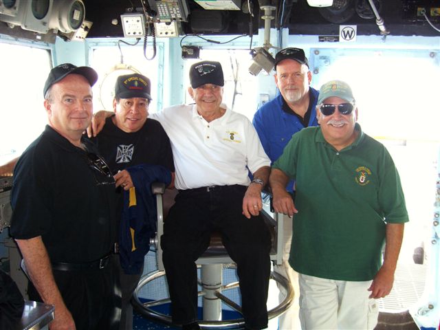 Brad Welker, Ramon Rodriguez, Richard Simonian, Jim Duffy and Terry Cagnolatti on the bridge