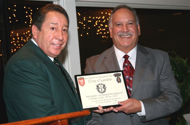 SF member of the year, Terry Cagnolatti. Chapter President Ramon Rodriguez, presenting. SF member of the year, Terry Cagnolatti. Chapter President Ramon Rodriguez, presenting.