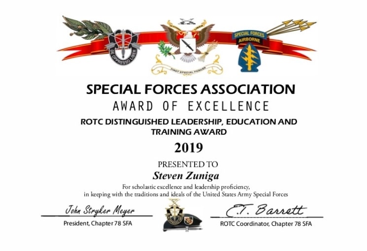 UCLA_ROTC 2019 Award Certificate