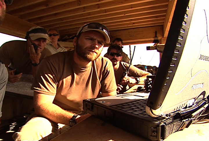 With CCTs and Canadian SOF calling in CAS for battle in valley below Sper Wan Gar OP, Helmand Province, April 2007. (Courtesy Alex Quade)