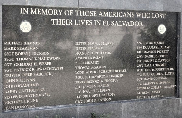 A stark reminder at the U.S. embassy of those Americans killed during El Salvador’s civil war. (Photo courtesy Greg Walker)