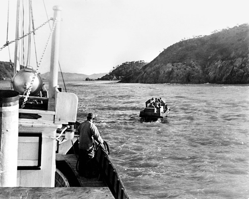 landing on many of the rugged islands could be a dangerous operation. The recovery of downed pilots by the 8007th AU often meant landing on island without a prepared dock area. (U.S. Army)