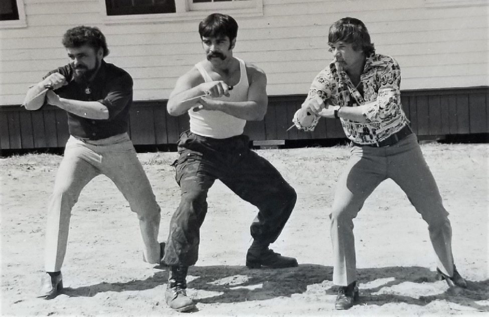 Hand to Hand Combat Instructor Michael D. Echanis with 1st Generation DELTA operators (Author Collection)