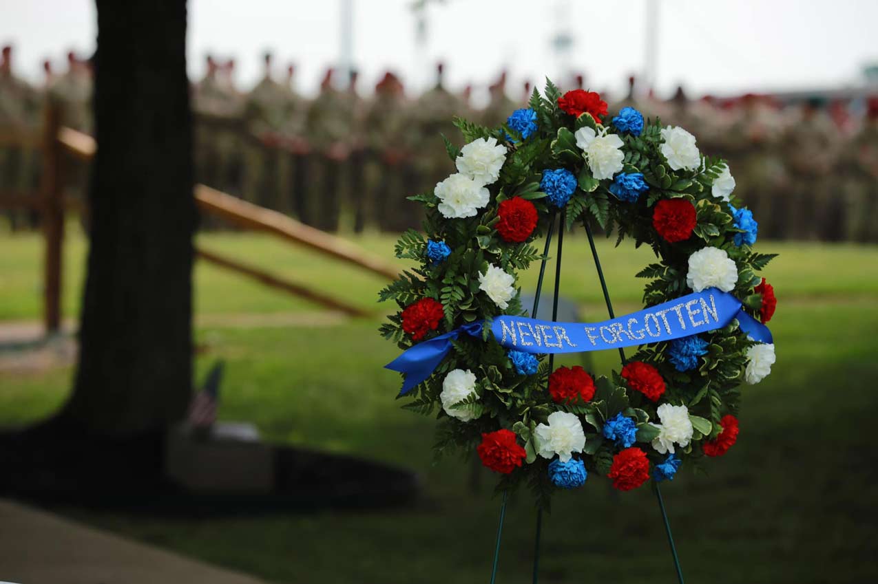 Never Forgotten — A wreath at the 5th SFG annual Gold Star Ceremony