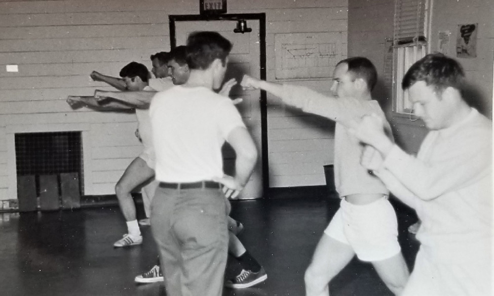 1LT Dan Kelso, 5th Special Forces Group (ABN), coaches selected SF and 82nd ABN students at the Hwa Rang Do H2H School on Smoke Bomb Hill. 1LT Kelso was formally captain of the West Point Karate team. (Author Collection)