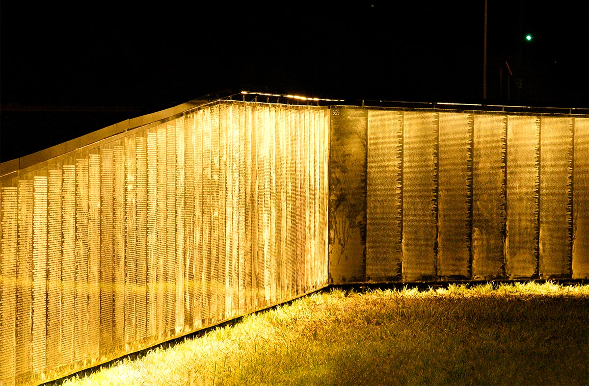 LED lighting turns the wall gold for all night viewing. (Photo by How Miller)