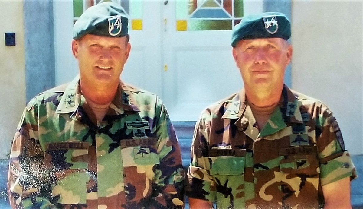Major General Eldon Bargewell and Major General Kenneth Bowra — both MACV SOG (CCN) veterans — helped set the right and left aiming stakes for a successful SOFID mission before and during Operation Iraqi Freedom. (Author collection)