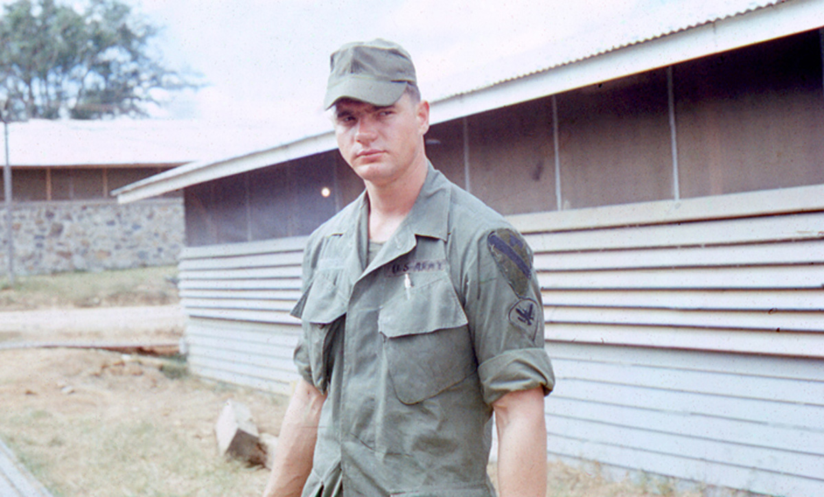 B/229th trooper Mike Keele in An Khe. Two hots, a cot and clean fatigues. What more could you ask for? December 1967. (Photo from SpecialForces78.com Mike Keele member profile)