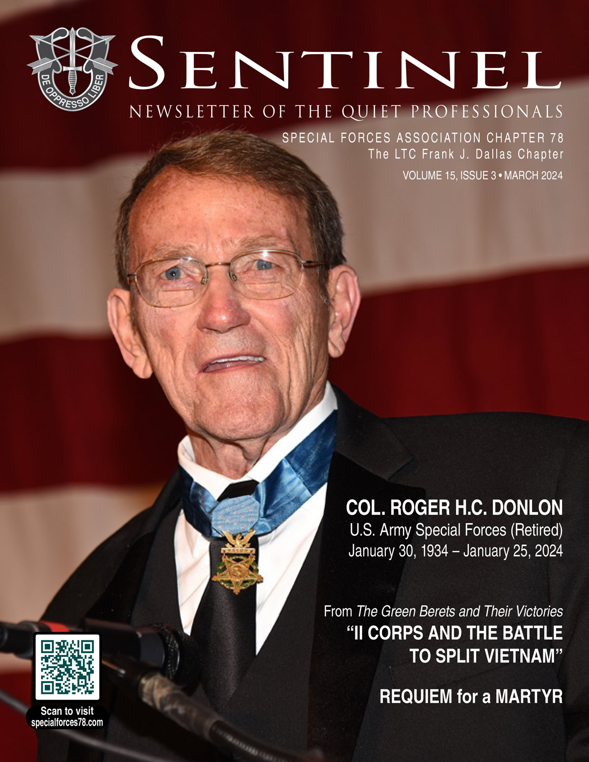March 2024 Sentinel cover featuring portrait of Col Roger Donlon