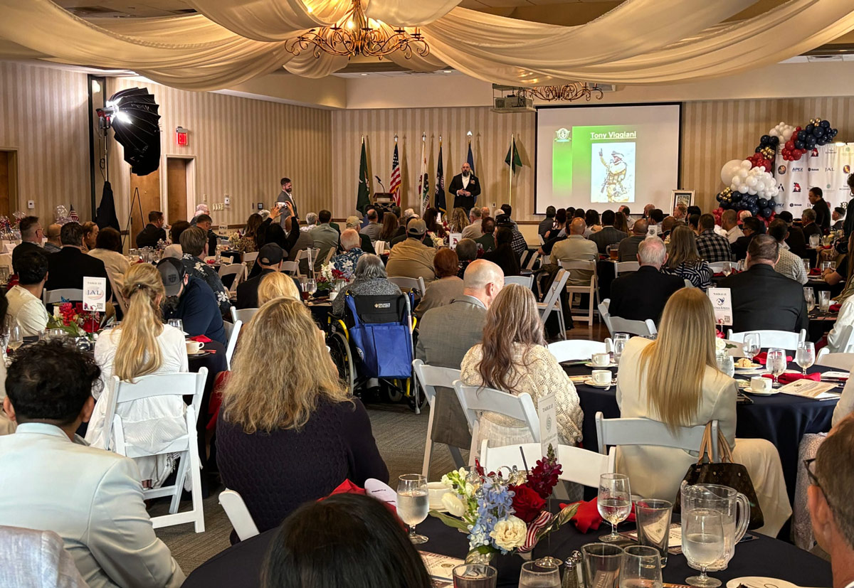 2025 Valor Luncheon attendees listen to Tony Viggiani's inspiring story.